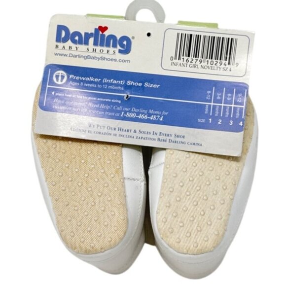 Darling Baby Shoes Prewalker Size 4 Infant White Soft Sole First Walkers - Picture 5 of 5